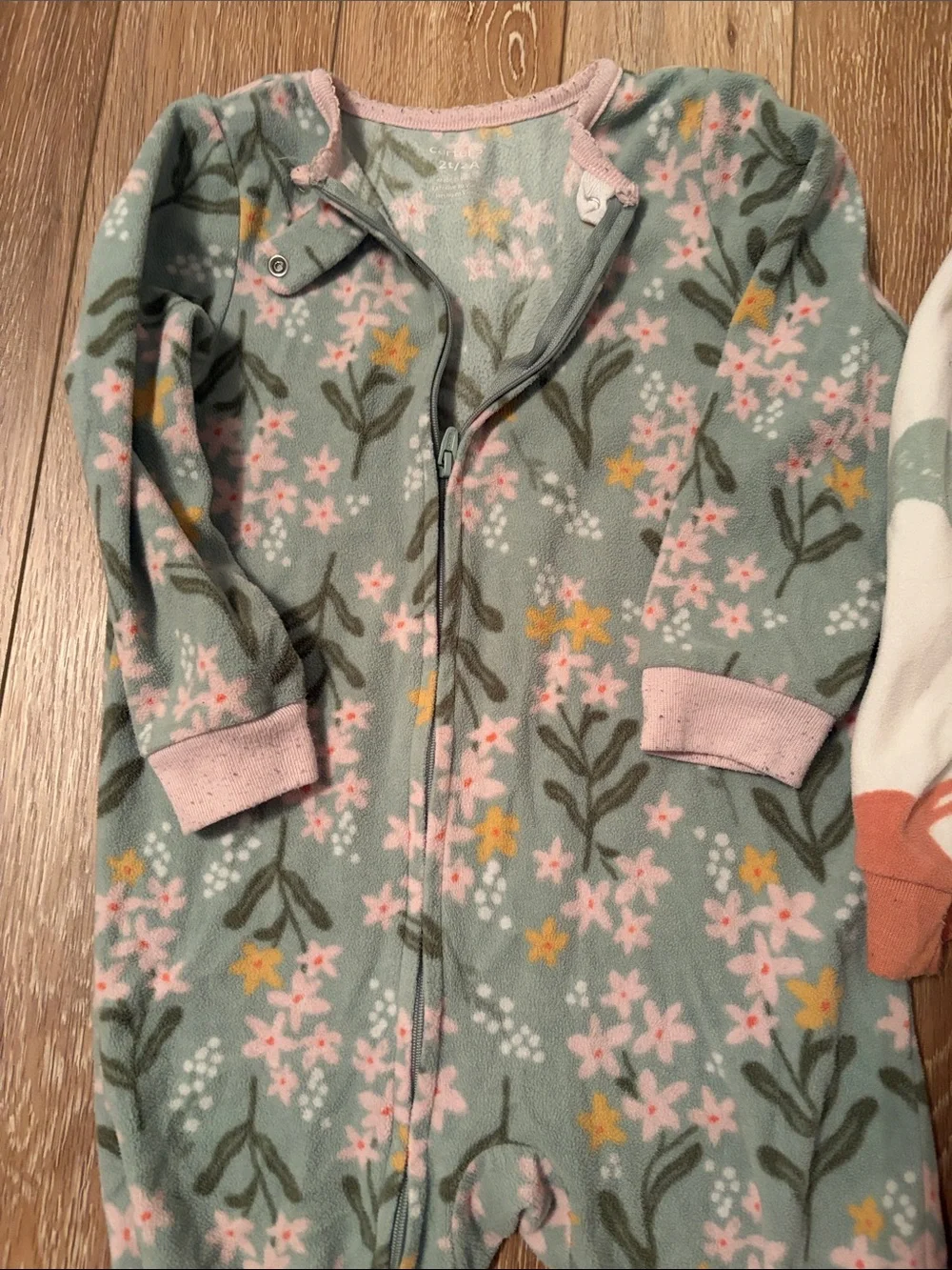 Carter's Two-Pack Footed Pajamas in Sage Floral & Cream Animal Print